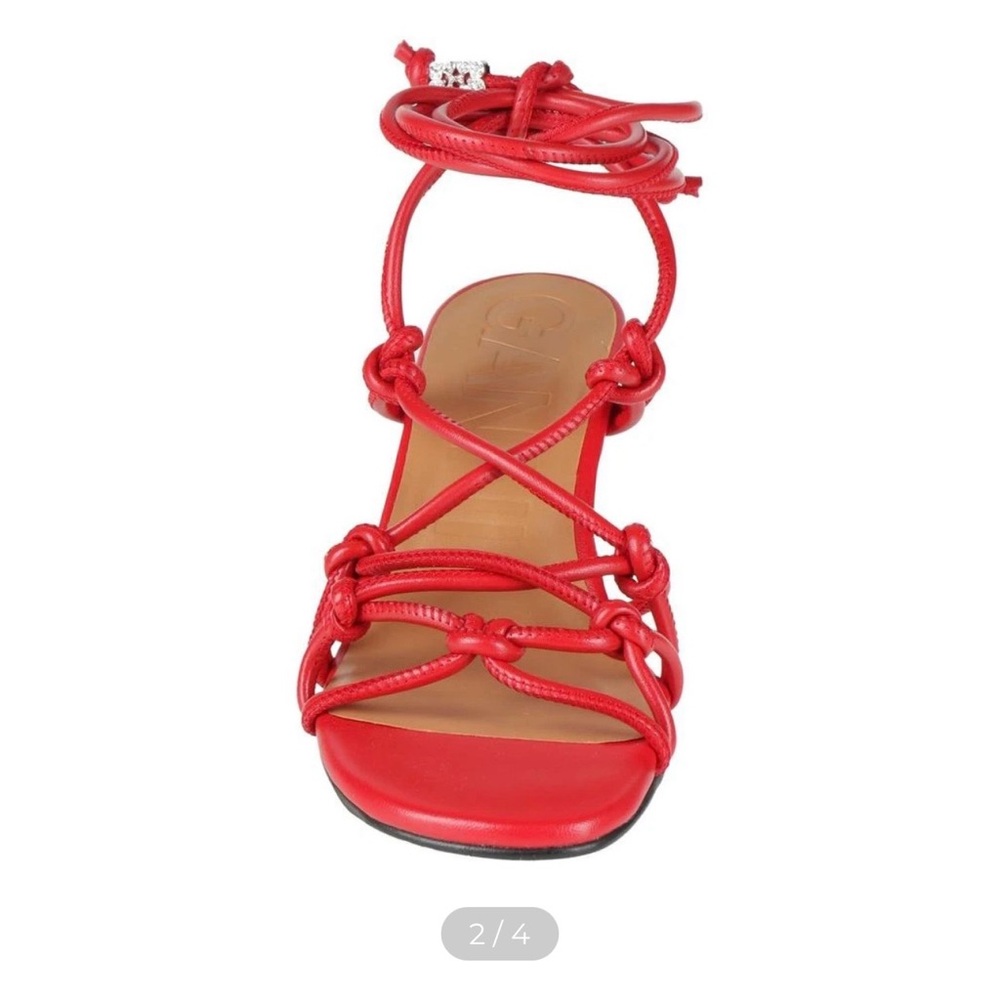 Ganni Red Knotted Heels - Picture 3 of 7